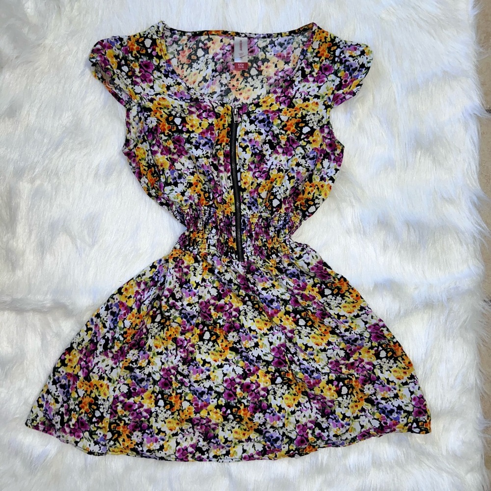 Bright Floral Print Dress | Zip up